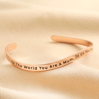 Adjustable Mum Meaningful Word Wave Bangle in Rose Gold
