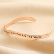 Second Section Adjustable Mum Meaningful Word Wave Bangle in Rose Gold on Beige Fabric