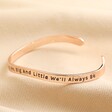 Second Side of Adjustable Sisters Meaningful Word Wave Bangle in Rose Gold on Beige Fabric