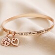 'Always My Mum' Meaningful Word Bangle in Rose Gold on Neutral Fabric