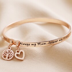 'Always My Mum' Meaningful Word Bangle in Rose Gold