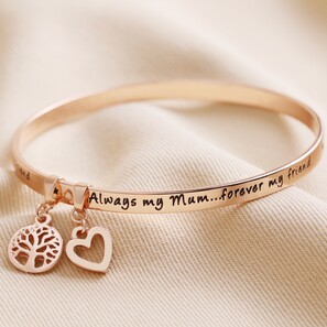 'Always My Mum' Meaningful Word Bangle in Rose Gold