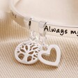 Close Up of Charms on 'Always My Mum' Meaningful Word Bangle in Silver