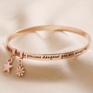 'Daughter' Meaningful Word Bangle in Rose Gold