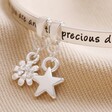 Close Up of Charms on 'Daughter' Meaningful Word Bangle in Silver