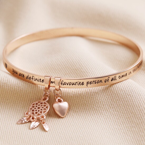 'Favourite Person' Meaningful Word Bangle in Rose Gold