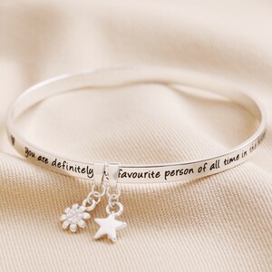 'Favourite Person' Meaningful Word Bangle Silver