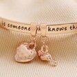 Close Up of Charms on 'Friend' Meaningful Word Bangle in Rose Gold