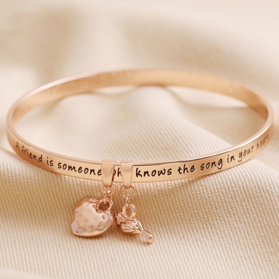 'Friend' Meaningful Word Bangle Rose Gold
