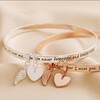 'Never Forgotten' Meaningful Word Bangle in Silver With Rose Gold Version