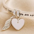 Close Up of Charms on 'Never Forgotten' Meaningful Word Bangle in Silver