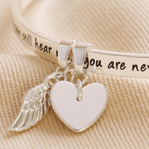 Never Forgotten' Meaningful Word Bangle in Silver
