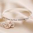 Silver Personalised 'Always My Mum' Meaningful Word Bangle on Neutral Fabric