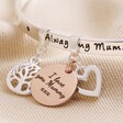Close Up of Charms on Silver Personalised 'Always My Mum' Meaningful Word Bangle