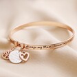 Rose Gold Personalised 'Always My Mum' Meaningful Word Bangle on Neutral Fabric