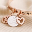 Close Up of Charms on Rose Gold Personalised 'Always My Mum' Meaningful Word Bangle