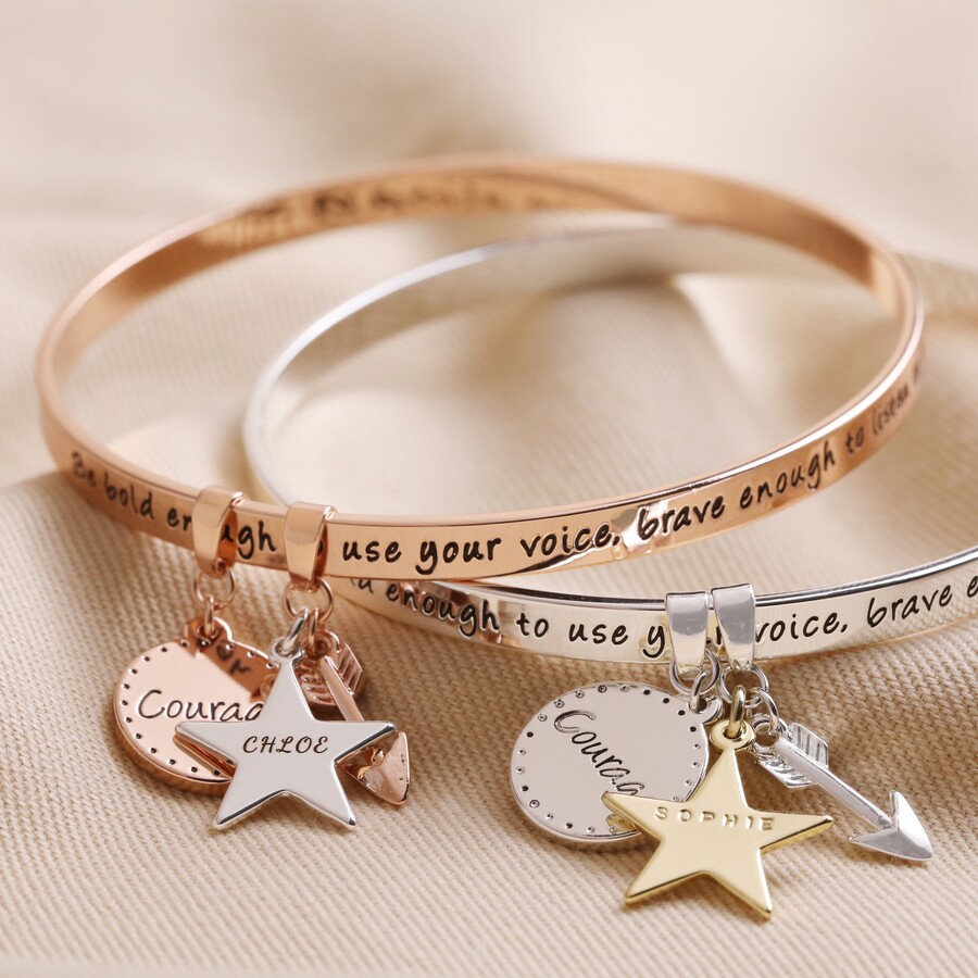Personalised 'Be Brave' Meaningful Word Bangle Lisa Angel