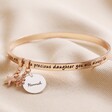 Rose Gold Personalised 'Daughter' Meaningful Word Bangle on Neutral Fabric