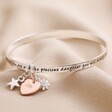 Silver Personalised 'Daughter' Meaningful Word Bangle on Neutral Fabric