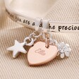 Close Up of Charms on Silver Personalised 'Daughter' Meaningful Word Bangle