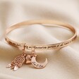 Rose Gold Personalised 'Favourite Person' Meaningful Word Bangle With 3 Charms