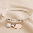 Silver Personalised 'Friend' Meaningful Word Bangle on Neutral Fabric