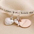 Close Up of Charms on Silver Personalised 'Friend' Meaningful Word Bangle