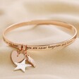Rose Gold Personalised 'Never Forgotten' Meaningful Word Bangle