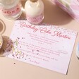 Recipe Card from the Birthday Cake Martini Cocktail Kit