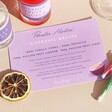 Recipe Card from the Personalised Pornstar Martini Cocktail Kit on Neutral Surface