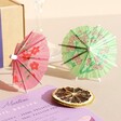 Paper Umbrellas and Dried Lime Slice from the Personalised Pornstar Martini Cocktail Kit