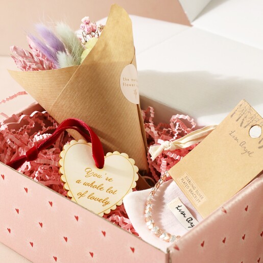 Love You So Much Gift Hamper Open Showing Products Inside