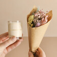 Model Holding You Are Wonderful Candle and Dried Flower Posy Letterbox Gift