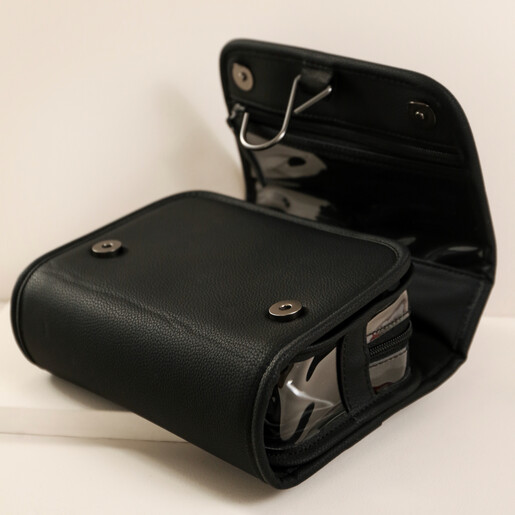 Stackers Black Hanging Travel Washbag Folded