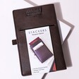 Stackers Brown Passport Sleeve on Neutral Background