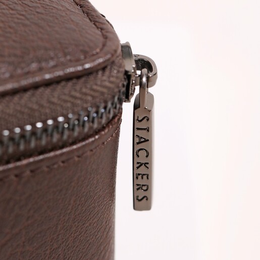 Close Up of Branded Zip Close Up of Branded Zip on Stackers Personalised Brown Zipped Travel Watch Box