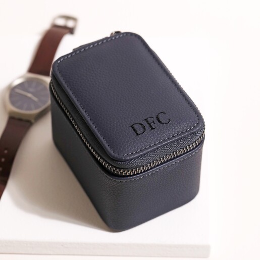 Stackers Personalised Navy Blue Zipped Travel Watch Box