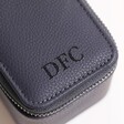 Close Up of Initials on Stackers Personalised Navy Blue Zipped Travel Watch Box