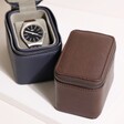 Stackers Brown Zipped Travel Watch Box With Opened Navy Version
