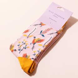 Miss Sparrow Bamboo Floral Pheasant Socks