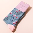Miss Sparrow Bamboo Wild Floral Socks in Packaging on Pink Background