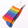 Mr Heron Men's Bamboo Rainbow Stripe Socks in Packaging on White Background