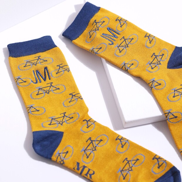 Personalised Mr Heron Men's Bamboo Bike Socks Personalised Mr Heron Men's Bamboo Bike Socks