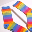 Date Personalisation on Rainbow Personalised Mr Heron Men's Bamboo Stripe Socks
