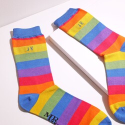 Personalised Mr Heron Men's Bamboo Stripe Socks