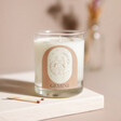 Gemini Zodiac Scented Soy Candle on Neutral Background