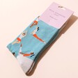 Miss Sparrow Bamboo Yoga Socks in Packaging on Pale Pink Background