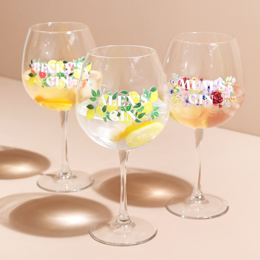 Personalised Floral Balloon Gin Glass | Lisa Angel