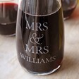 Close up of personalisation on Personalised Couples Crystal Carafe