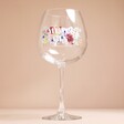 Empty Personalised Floral Balloon Gin Glass with neutral coloured background